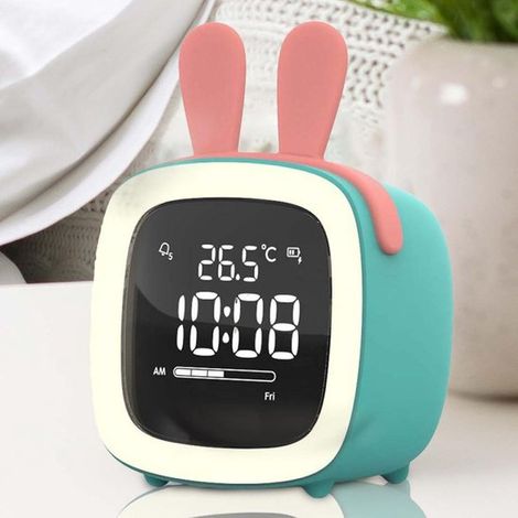 Reloj despertador infantil para entrenamiento del sueño con luz nocturna,mesita de noche para habitación infantil (1/4)