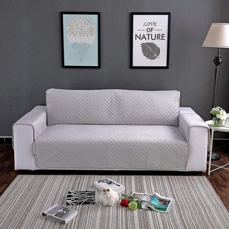 Rutschfester Sofabezug, Schutzhülle für Sofa und Sessel (Grau, 2-Sitzer)