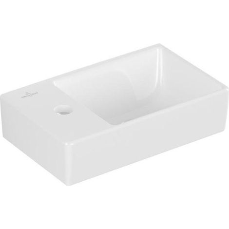 Villeroy & Boch Avento - Handwaschbecken Compact, 36x22 cm, ohne Überlauf, mit Hahnloch links, CeramicPlus, Alpinweß 43003RR1 (1/5)