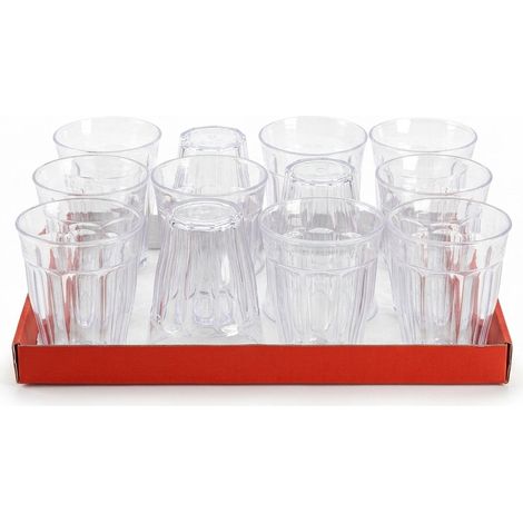 Set 12 Bicchieri da Acqua / Calici in Plastica Hemax 250 ml Trasparente (1/4)