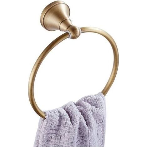 Anneau Porte Serviette Rond en Laiton pour Porte Serviette de Salle de Bain Serviette de Bain Suspendu fixé au Mur, Bronze brossé (1/5)