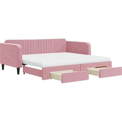 Maison Exclusive - Divano Letto Estraibile con Cassetti Rosa 100x200 cm Velluto (1/5)