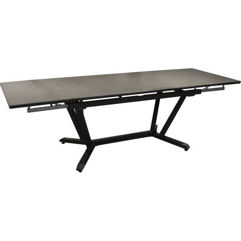 Proloisirs – Table de jardin extensible 150/250 cm – Plateau céramique Kedra® – Structure aluminium – Accueille 6 à 10 personnes – Coloris graphite/alley