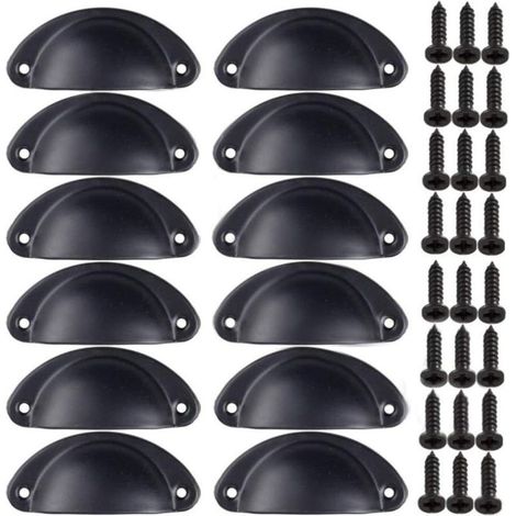 Poignée Bouton de Porte Décoration Rétro pour Meuble Tiroir Poignée de Coquille Vintage pour Tiroir Armoire Meuble Cuisine Fer Incurvé Bouton de Porte de Placard Retro Pour Armoire(12PCS,C) (1/5)
