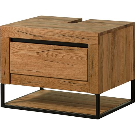 Waschbeckenunterschrank Wildeiche / Zerreiche 70x50x52 natur geölt MONTREUX 51