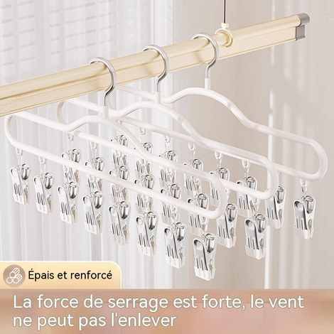 Séchoir à chaussettes multifonctionnel, cintre à pinces multiples, pinces de séchage pour sous-vêtements, accessoire de séchage de chaussettes pour la maison Blanco (1/5)