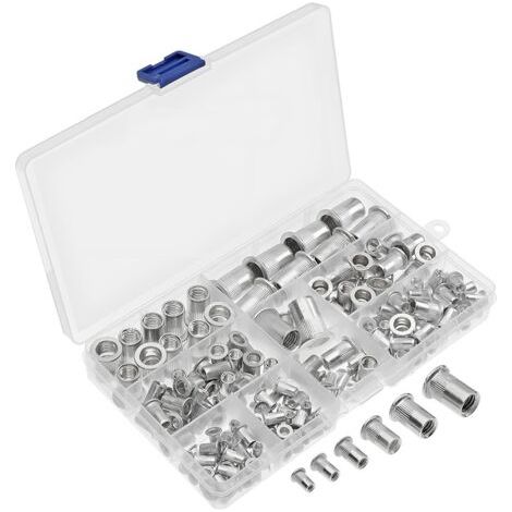 165 Pièces Kit D'assortiment D'écrous Rivets Métriques, Kit D'écrous à Rivets Filetés à Insert, Kit D'assortiment D'écrous à Rivets Tête Plate En Alliage D'aluminium, Pour Meubles Automobiles (1/5)