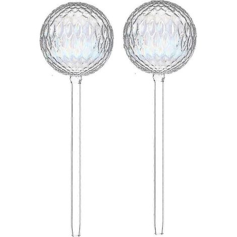Lot de 2 globes d'arrosage pour plantes, en verre à motifs dégradés arc-en-ciel. (1/5)