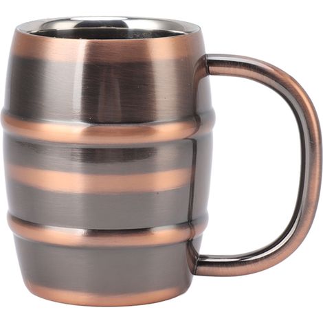 Mug à bière en acier inoxydable à double paroi isolante, polyvalent et ergonomique, idéal pour le thé au lait à la maison, couleur cuivre rétro. (1/5)