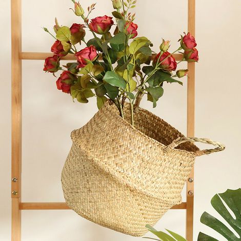 Panier en osier en jonc de mer Panier en osier Pot de fleur Panier pliant Panier sale BG, (1/5)