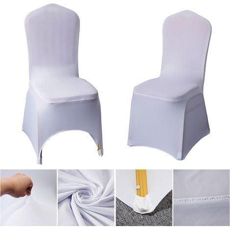 Stuhlhussen Hochzeitsstuhlbezug Bankettstuhlbezug für Stühle ohne Armlehnen Polyester und Spandex Elastische Partyfeierdekoration, Weiß All Inclusive