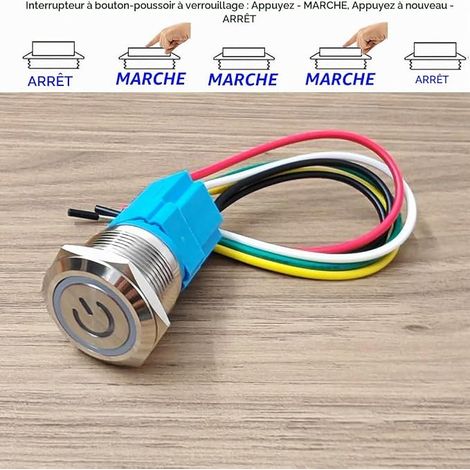 22mm Push Button Lock 12-24V AC DC 1NO 1NC SPDT Metal Waterproof IP65 Self-Locking Red Green LED (1/4)