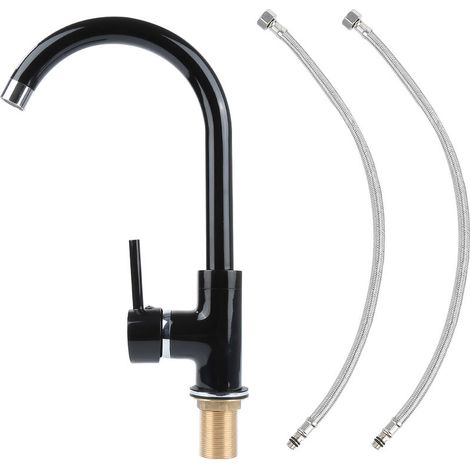 Robinet Cuisine in/aus Laiton Rotatif zu/bei 360 ° Mitigeur Évier Monotrou zu/bei Wasser Chaude und Froide geeignet ist für Evier Cuisine schwarz