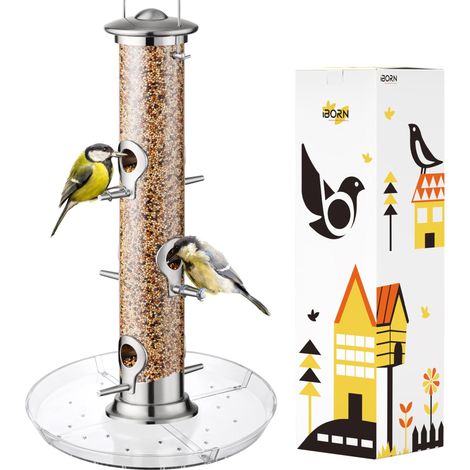 Bird Food Dispenser, Cardinal Feeder, 6 Approach Sites, Plate 20cm, Aluminum Hanging Feeder, Wild Feeder (1/5)