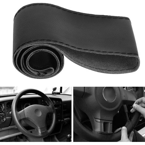 Universal-Lenkradbezug aus Mikrofaserleder zum Selbernähen, Autoinnenausstattung, 38 cm/15 Zoll, Schwarz (1/5)