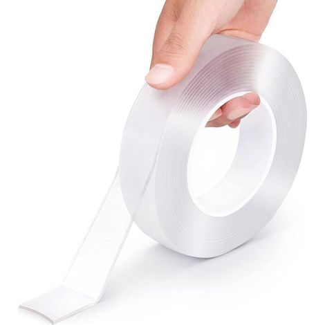 Ruban adhésif double face très résistant, multi-usage, amovible, lavable, transparent, pour coller des objets, pour la maison (3 m) (1/4)