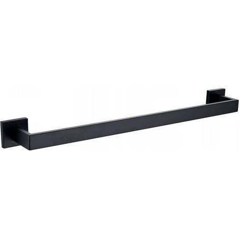Porte-serviettes mural 60 cm noir, en acier inoxydable robuste, pour salle de bain ou cuisine, fixation murale avec vis, lot de pièces pour rangement serviettes (1/5)
