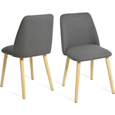Goeurvant Sillas de Comedor Modernas Minimalistas con Tapizado Transpirable y Patas de Madera Maciza - Juego de 2 - Gris