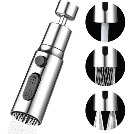 3 Modes Kitchen Sink Spray 360 Degree Faucet, Kitchen Faucet Nozzle with Aerator, Kitchen Sink Mixer Rotating Faucet Head, Universal Swivel Faucet Adapter (1/5)