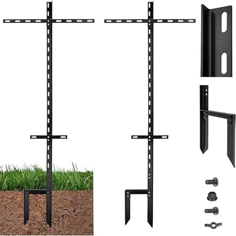 2 Piquets en T Noirs 130cm 2mm Poteaux Acier pour Panneaux Jardin et Signalisation (1/5)