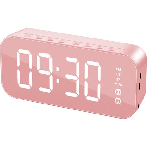 Réveil numérique avec haut-parleur Bluetooth, surface miroir, horloge LED pour bureau et chambre (1/5)