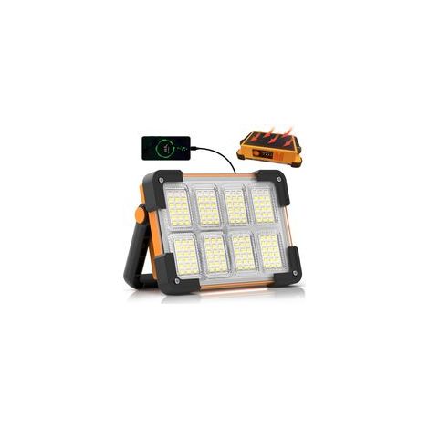 30W Projecteur LED Rechargeable,Projecteur LED Chantier Portable Solaire & Batterie Rechargeable,4 Modes 5400mAh Lampe de Travail Pour Camping, Chantier, Garage, Atelier