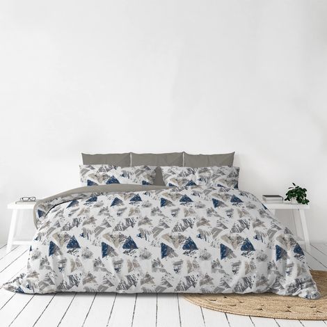 Set Copripiumino Microfibra Fashion, Lavorato in Italia - Parure Copri Piumino - Sacco Piumone 250x200 cm con Patella e Federe Cuscino, Matrimoniale, Urban Blu (1/3)