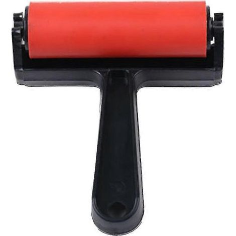 Rouleau à peinture professionnel 10 cm, rouleau à colle, bloc encreur, tampon encreur avec cadre en plastique pour la peinture (rouge) - Yvan (1/5)