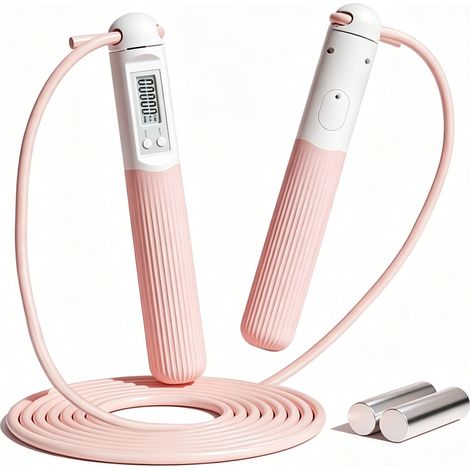 Corde à Sauter Sans Fil Réglable avec Compteur - Corde à Sauter Pondérée pour Entraînement Intérieur Extérieur - 1 Pièce (1/5)
