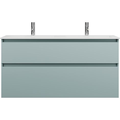 burgbad Lin20 lavabo double en fonte minérale blanc brillant avec
