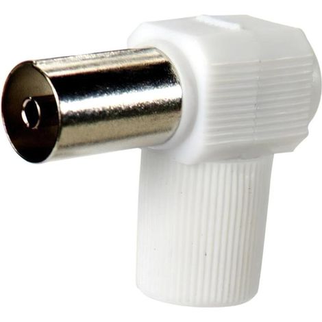 MAURER conector tv hembra acodado 9,5 mm. , Conector tv hembra acodado.- Medida: 9,5 mm.- Ideal para trabajos de electrónica.- Color blanco.- Articulo conoc