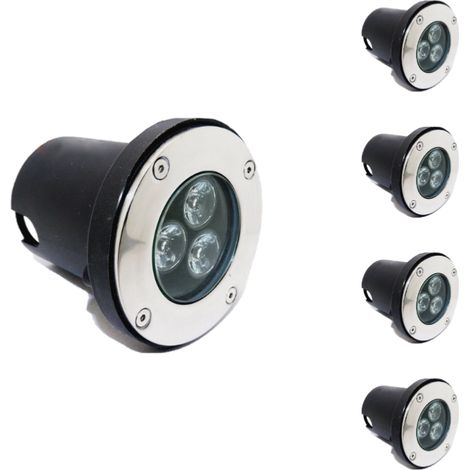 Spot LED Encastrable Extérieur IP65 220V Sol 3W 80° (Lot de 5) - Blanc Neutre 4000K - 5500K - SILAMP (1/5)