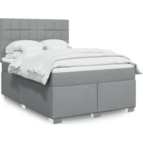 Boxspringbett mit Matratze Hellgrau 160x200 cm Stoff (1/5)