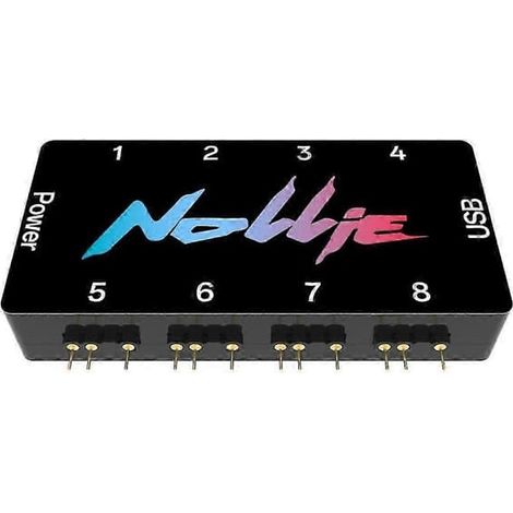 Contrôleur ARGB adressable NOLLIE 8 ports 5 V 3 broches compatible SignalRGB, OpenRGB et alimentation SATA pour interface carte mère étendue (1/5)