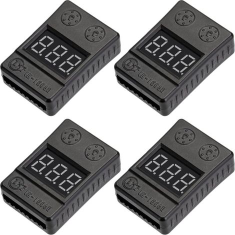 SABIR 4pcs LiPo Battery Checker Alarme Buzzer Basse Tension 100dB avec Affichage LED pour 1-8S RC Lipo Life LiMn Batterie Li-ION (1/5)