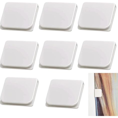 Paquete de 8 clips autoadhesivos para cortina de ducha, resistentes a salpicaduras, resistentes al viento, sin perforaciones, con protección contra salpicaduras, accesorio de baño para ducha. (1/5)