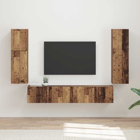 TV-Schrankset Wandmontiert 4 pcs Altholz Holzwerkstoff