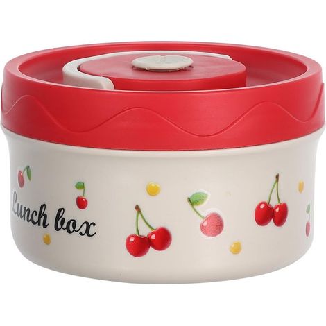 Boîte à lunch ronde en acier inoxydable 420 ml, rouge (1/5)