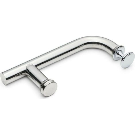 Poignée de porte de douche, barre de poignée de porte de douche, trou de 145 mm, en acier inoxydable, finition chromée (1/5)