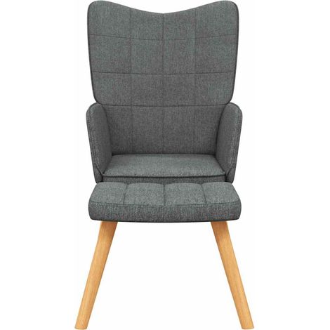 Chaise de relaxation avec tabouret Fauteuil relax - Gris foncé Tissu BonneVie-81208 (1/5)