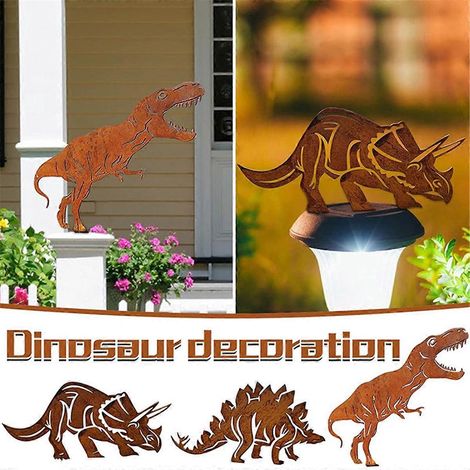 Metallener Dinosaurier-Zaunpfostenaufsatz, A--