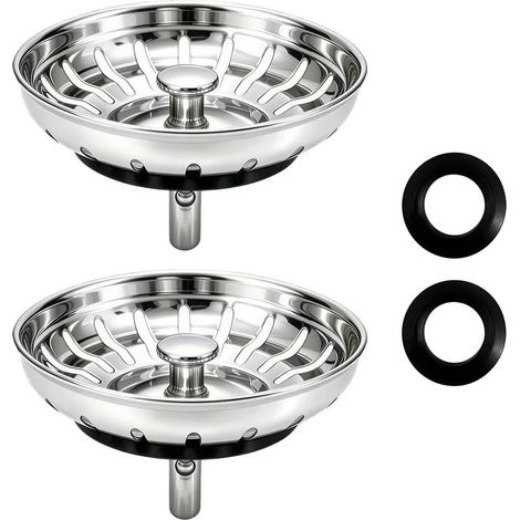 2PCS Bouchon Evier Cuisine 80MM, Filtre Evier Cuisine Et Grille Evier Cuisine, Bonde Evier Cuisine Universelle avec Filtre Anti-Débris, Accessoire Durable pour Lavabo Et Évier (1/5)