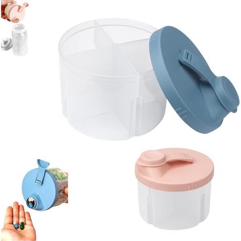 Confezione da 2 contenitori per alimenti e latte in polvere, contenitore portatile per latte in polvere con coperchio a vite, per viaggi e shopping, 8 (1/5)