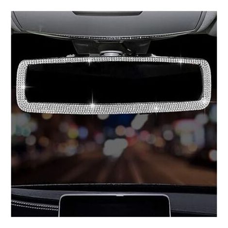 Espejo retrovisor para coche con brillantes diamantes de imitación, espejo retrovisor con cristales brillantes para mujer, piezas de automóvil (1/4)