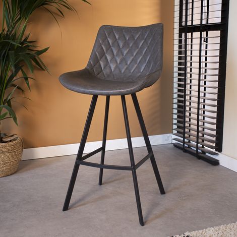 Tabouret de bar industriel Juno Anthracite hauteur d'assise 70cm (1/5)