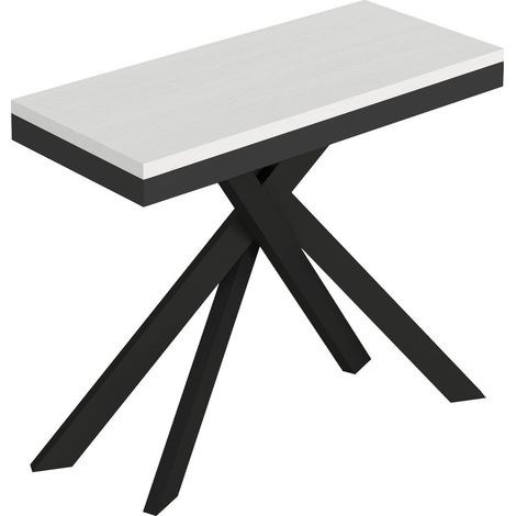 Consolle Allungabile 90-300x40x77 cm Saki Evolution Bianco Frassino Gambe Antracite (1/5)