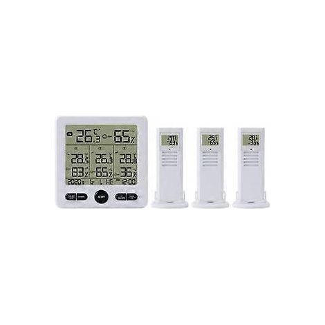 Thermomètre et hygromètre avec 3 capteurs extérieurs, rétroéclairage et grand écran LCD, interrupteur / (1/5)