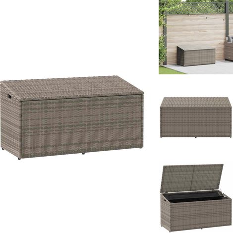 Boîte de rangement de jardin gris 110x50x58 cm résine tressée - Boîte De Rangement De Jardin - Boîtes De Rangement De Jardin - Coffre De Rangement De Jardin - Rangement De Coussin D'extérieur (1/5)