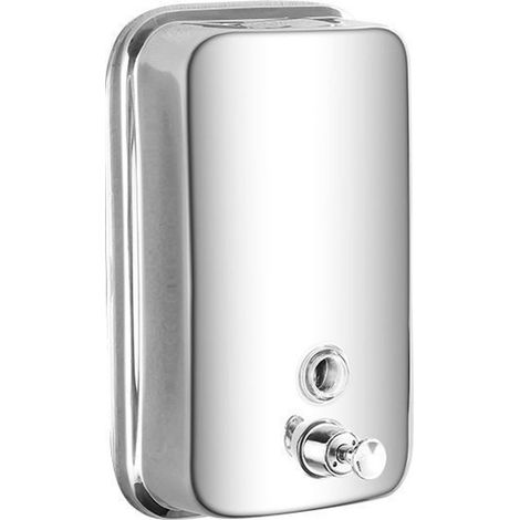 Dispensador de jabón de pared, Bomba de jabón pequeña, Acero inoxidable, Bomba de jabón mecánica, baño y aseo, 500 ml, 10 x 5,5 x 15 cm, Plateado (1/5)