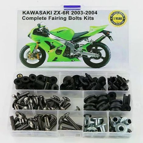 Komplettes Verkleidungsschrauben-Set (Schrauben, Clips und Schnellmuttern) kompatibel mit Kawasaki ZX6R ZX-6RR ZX 6RR 2003-2004 (1/5)